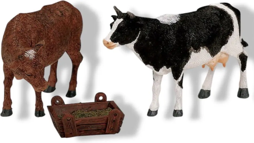 Lemax Feeding Cow & Bull Kersthuisjes Set - 3 Stuks - Neutraal
