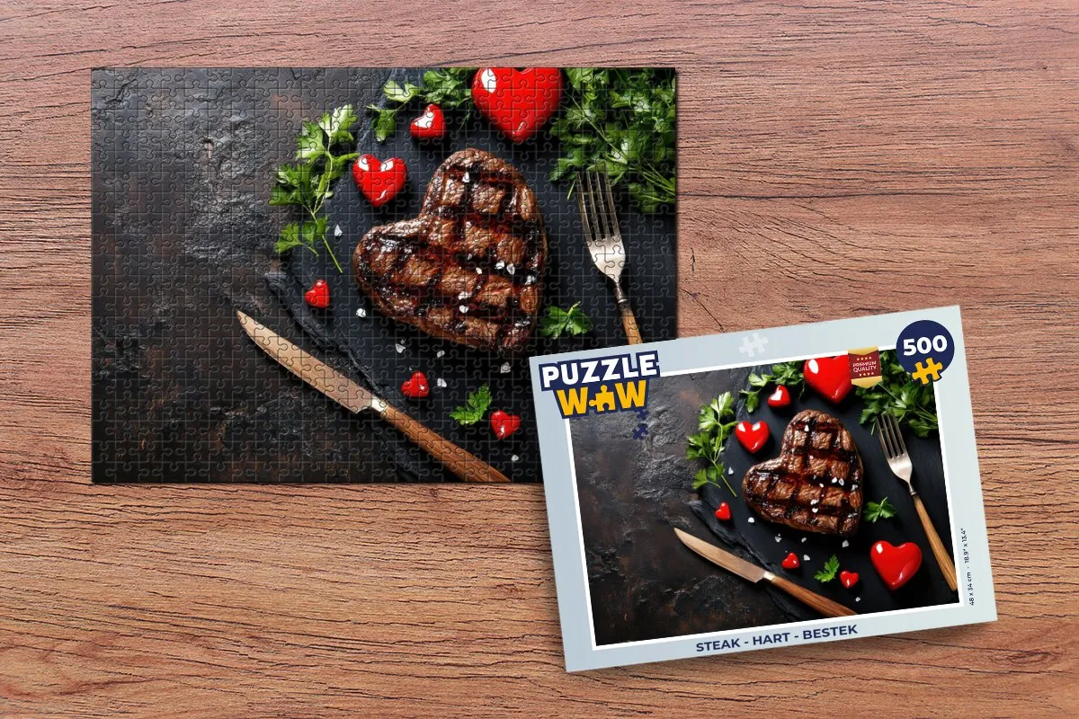 PuzzleWow Steak Hart Legpuzzel 500 Stuks