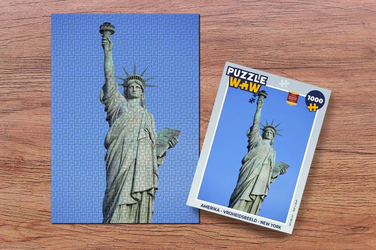 PuzzleWow Amerika Legpuzzel Vrijheidsbeeld 1000 Stuks - Multicolor