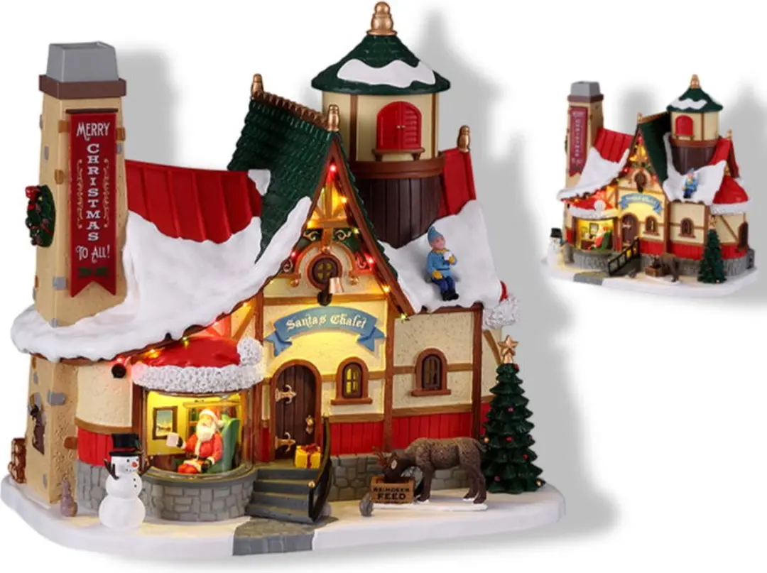 Lemax Santa's Chalet Verlicht Gebouw - Rookeffect - Meerkleurig