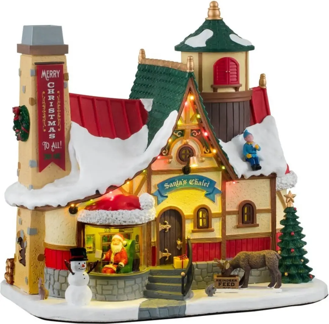 Lemax Santa's Chalet Verlicht Gebouw - Rookeffect - Meerkleurig