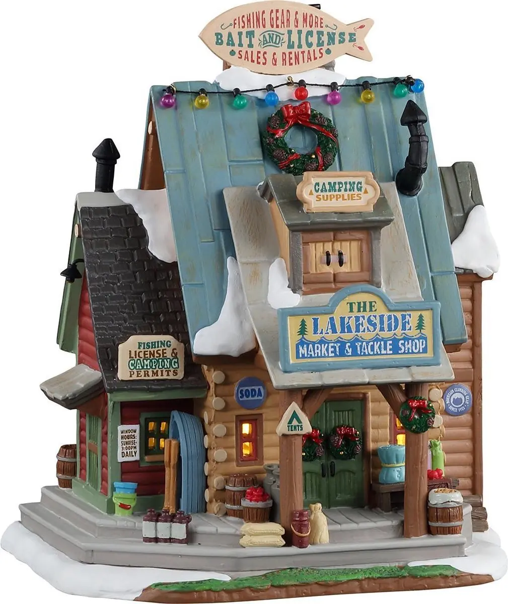 Lemax The Lakeside Market & Tackle Shop Verlicht Gebouw