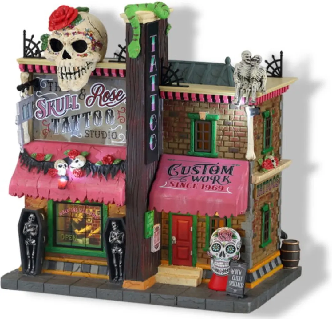 Lemax The Skull And Rose Tattoo Studio Kersthuisje - Mix