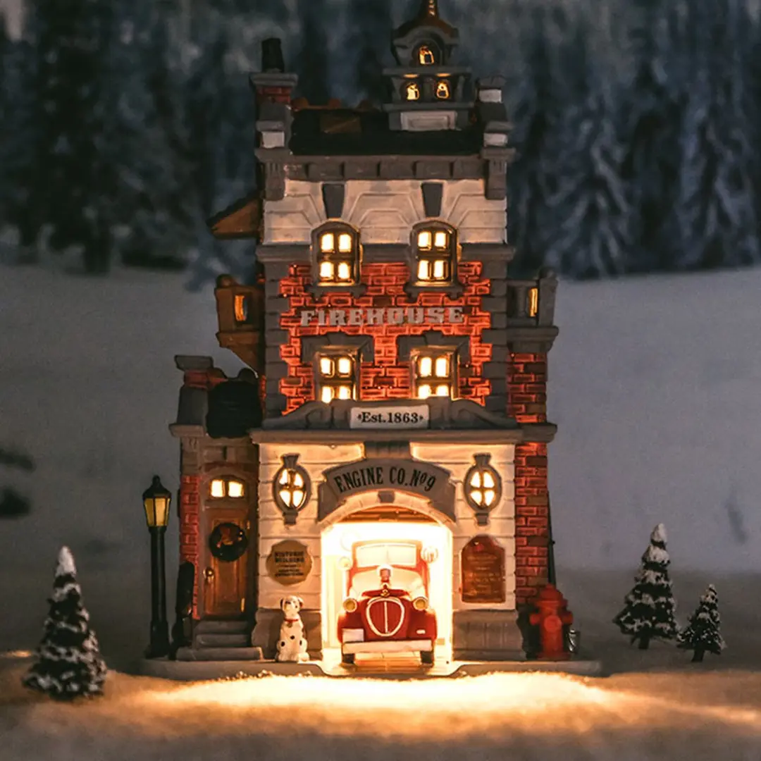 Lemax Engine Company No. 9 Verlicht Gebouw - Neutral