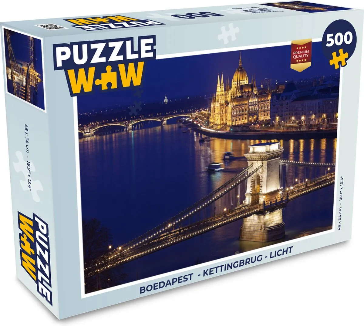 PuzzleWow Boedapest Kettingbrug Legpuzzel 500 Stuks - Multicolor