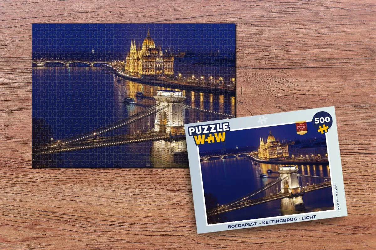 PuzzleWow Boedapest Kettingbrug Legpuzzel 500 Stuks - Multicolor