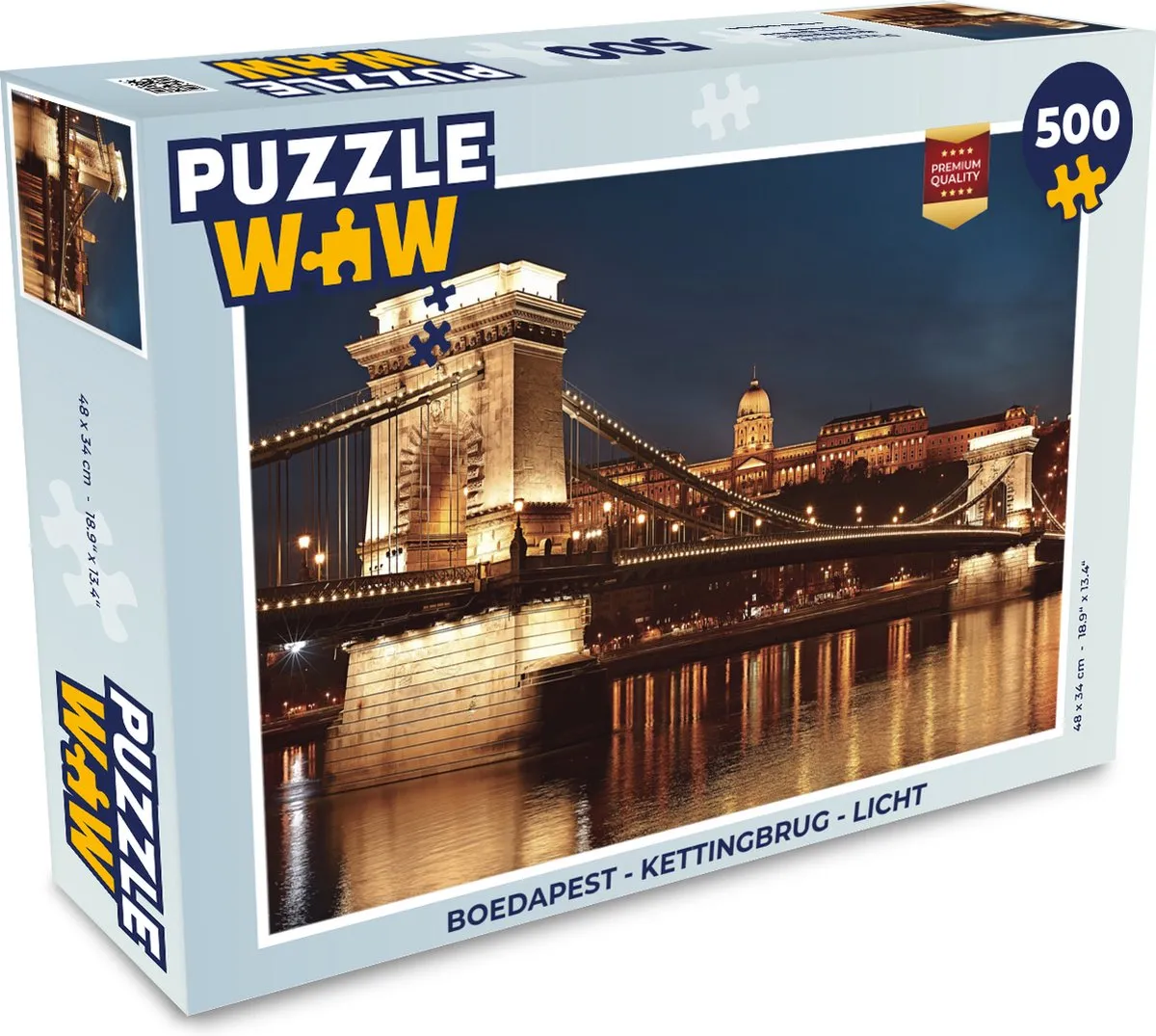 PuzzleWow Boedapest Kettingbrug Legpuzzel 500 Stuks - Multicolor