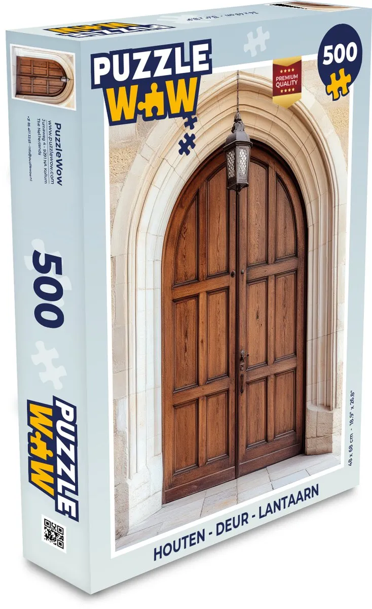 PuzzleWow Houten Deur Lantaarn Legpuzzel 500 Stuks - Beige