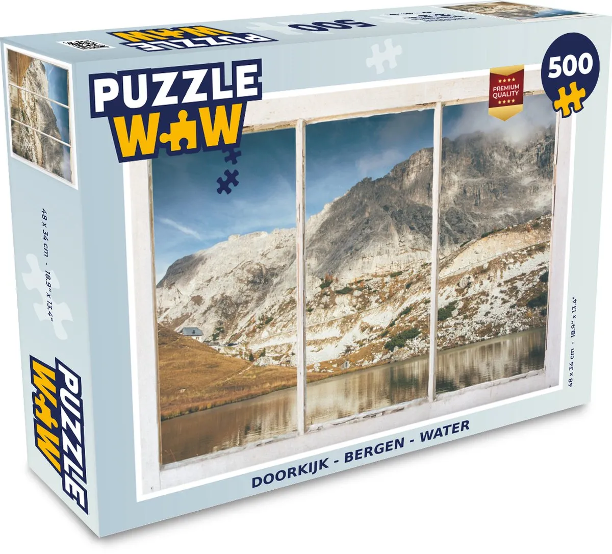 PuzzleWow Doorkijk Berg Water Legpuzzel 500 Stuks - Multicolor