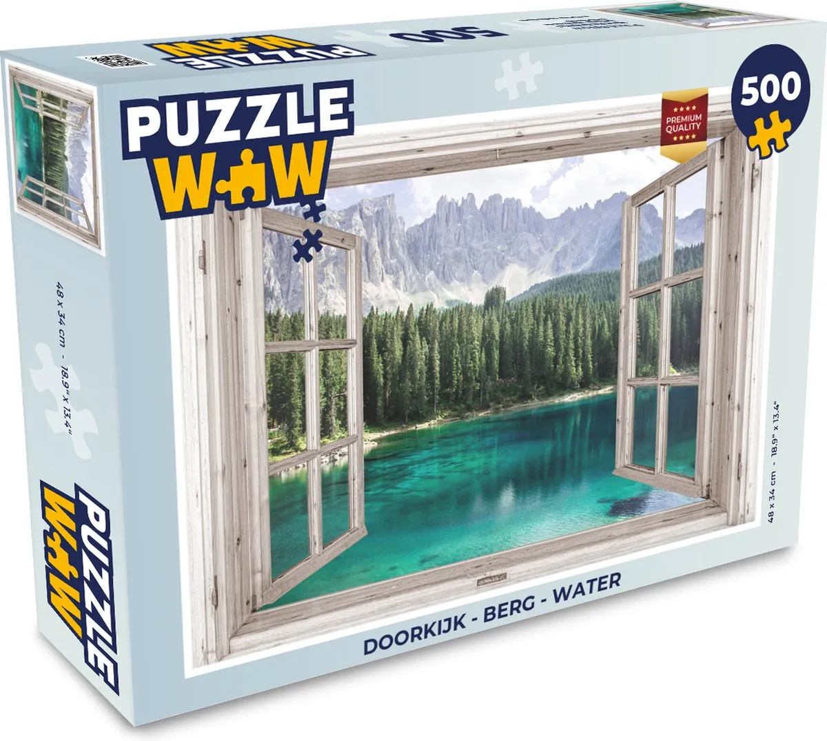 PuzzleWow Doorkijk Berg Water Legpuzzel 500 Stuks - Multicolor
