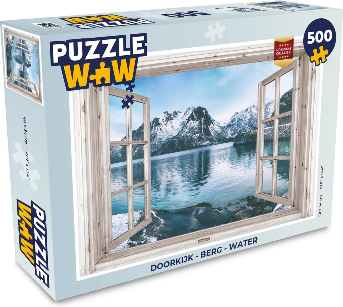 PuzzleWow Doorkijk Berg Water Legpuzzel 500 Stuks - Multicolor