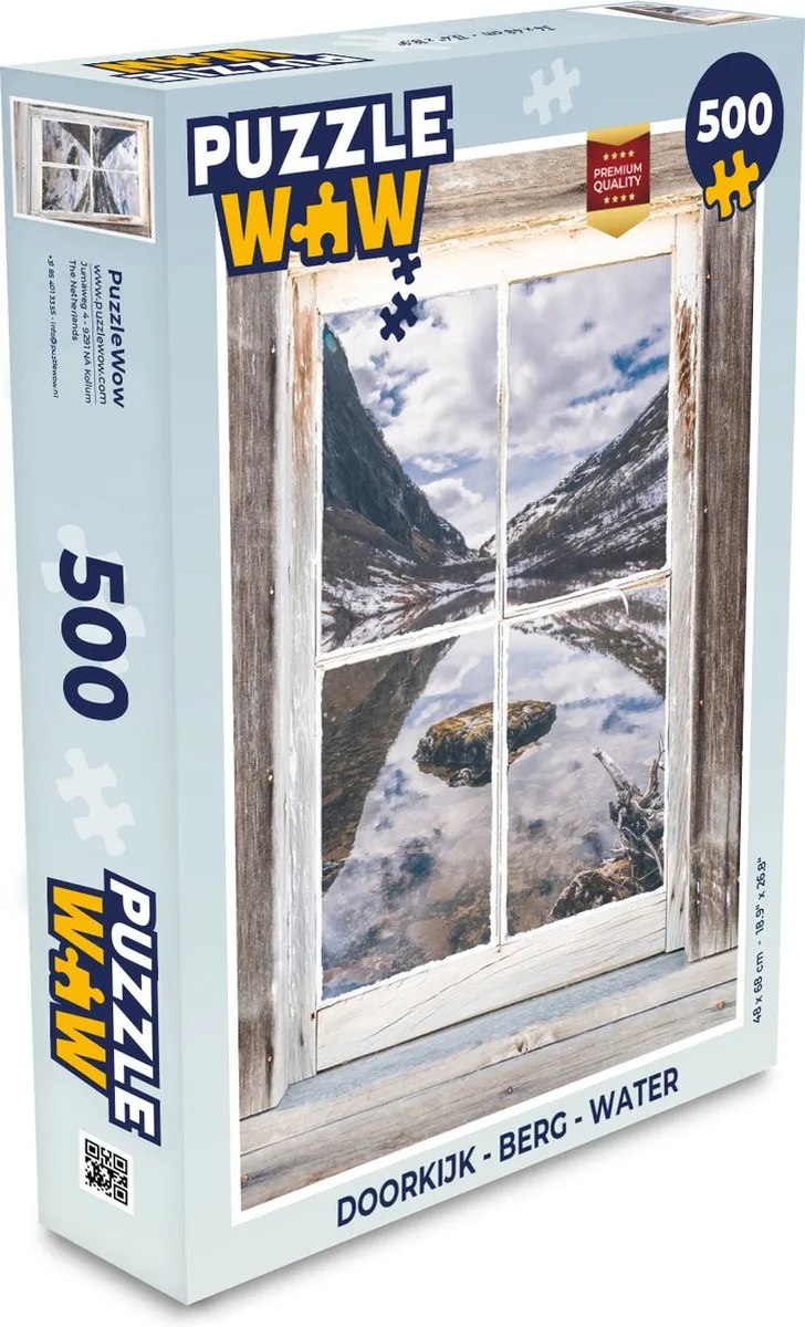 PuzzleWow Doorkijk Berg Water Legpuzzel 500 Stuks - Multicolor