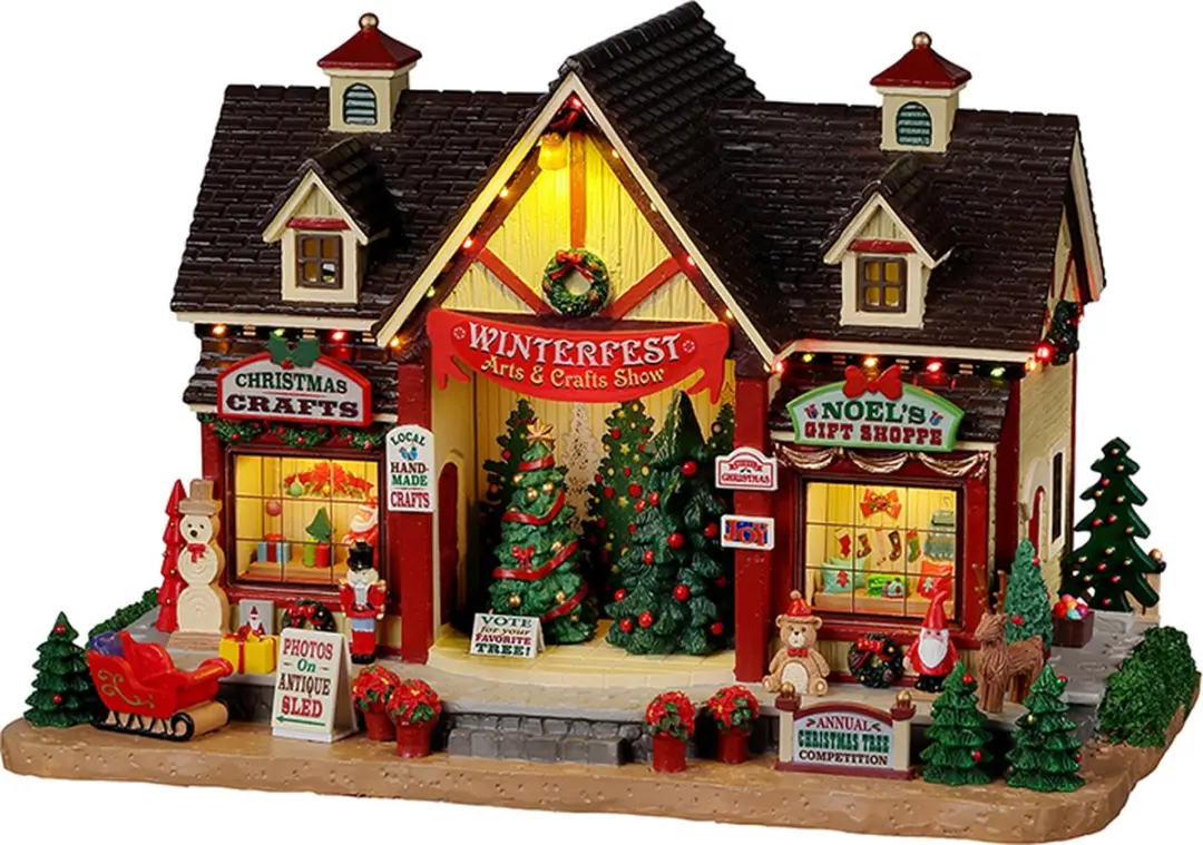 Lemax Winterfest Arts & Crafts Show Verlichte Gebouw