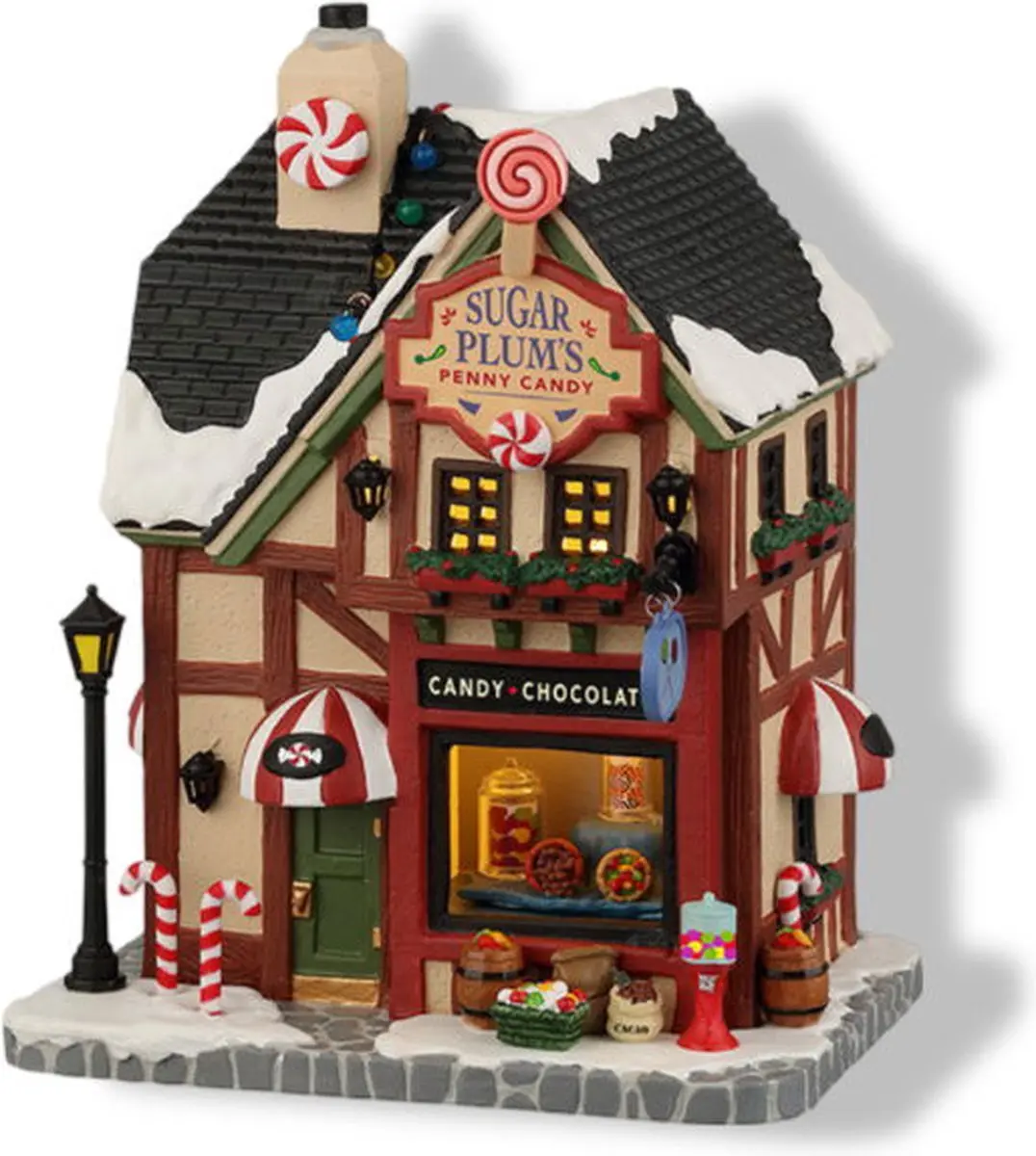 Lemax Sugar Plum's Penny Candy Verlicht Gebouw - Meerkleurig