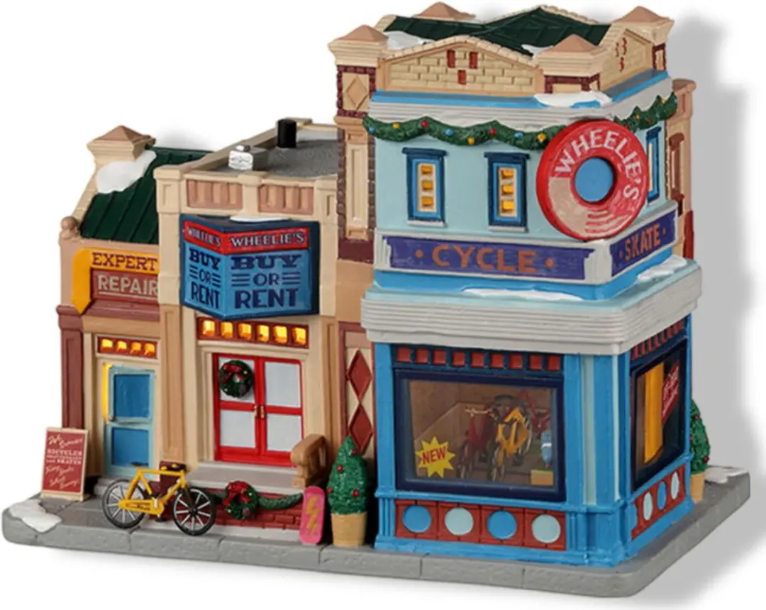 Lemax Wheelie’s Cycle And Skate Shop Kersthuisjes - Kerst Mix