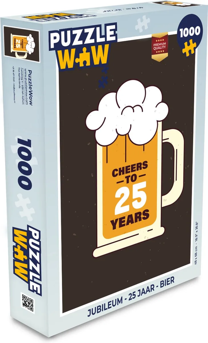 PuzzleWow Jubileum Bier Legpuzzel 1000 Stuks - Multicolor