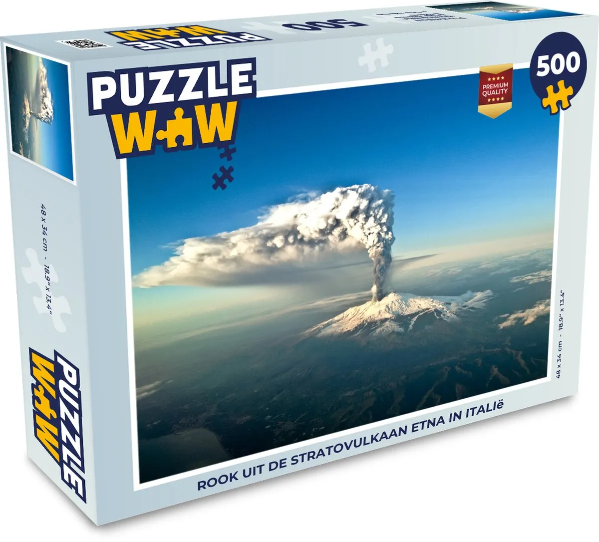 PuzzleWow Legpuzzel Rook uit de Etna 500 Stuks - Multicolor