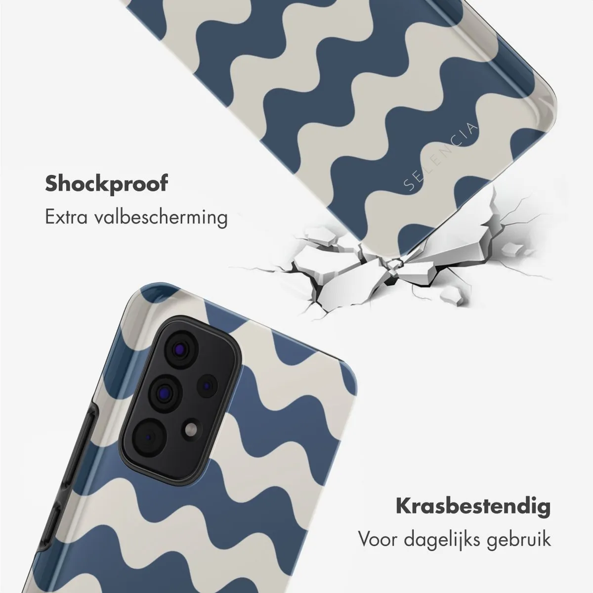 Selencia Wave Vibes Classic Blue Hoesje Samsung Galaxy A53