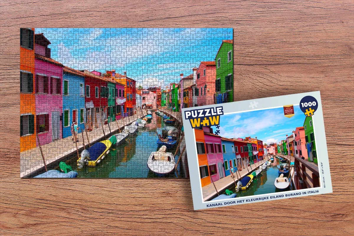 PuzzleWow Legpuzzel Kanaal Burano 1000 Stuks - Multicolor
