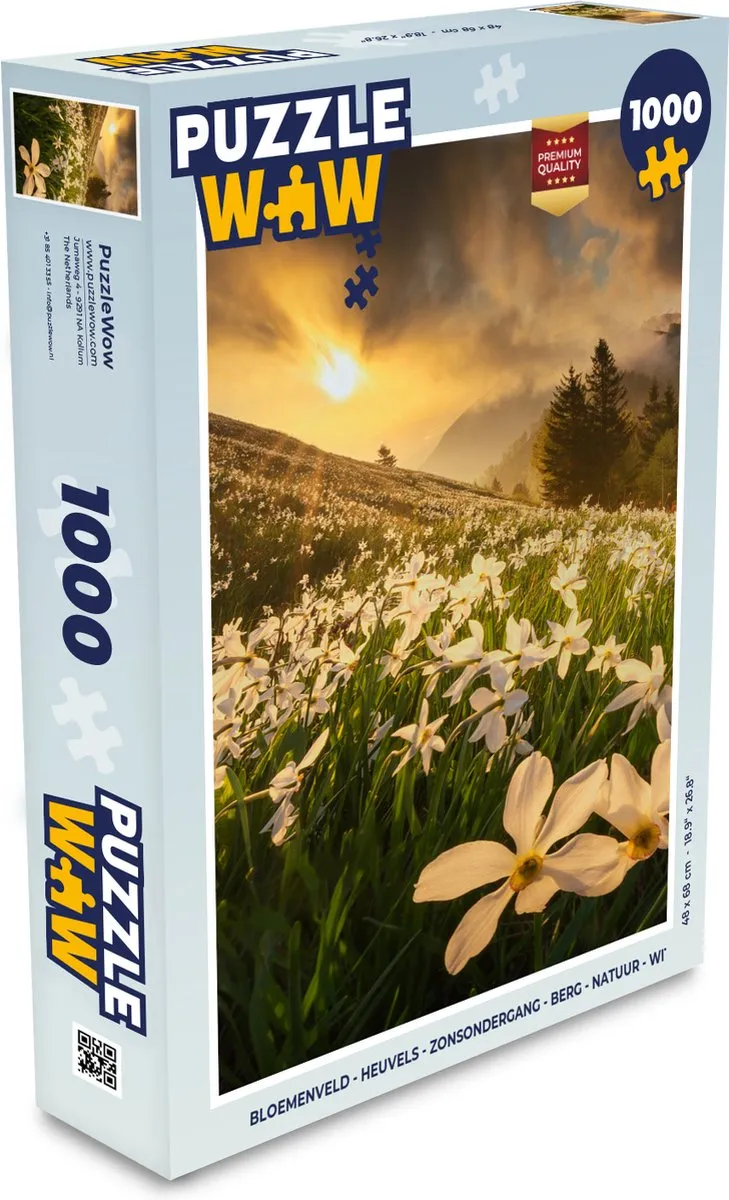 PuzzleWow Bloemenveld Legpuzzel 1000 Stuks - Multicolor