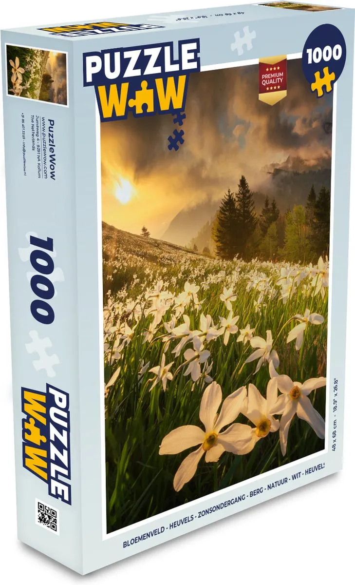 PuzzleWow Bloemenveld Legpuzzel 1000 Stuks - Multicolor