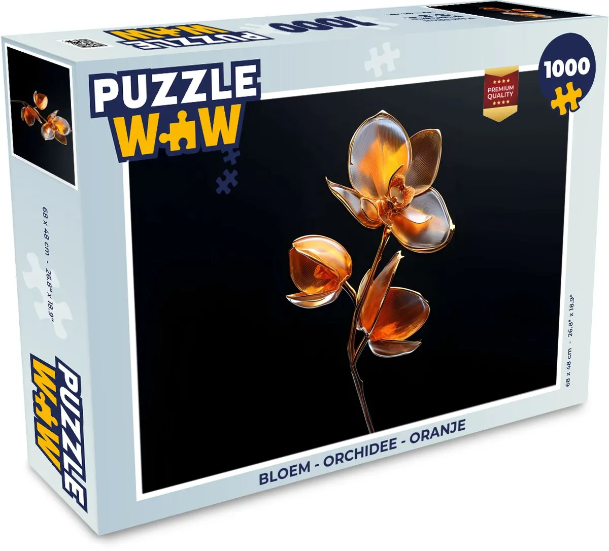 PuzzleWow Legpuzzel Bloem Orchidee 1000 Stuks - Oranje