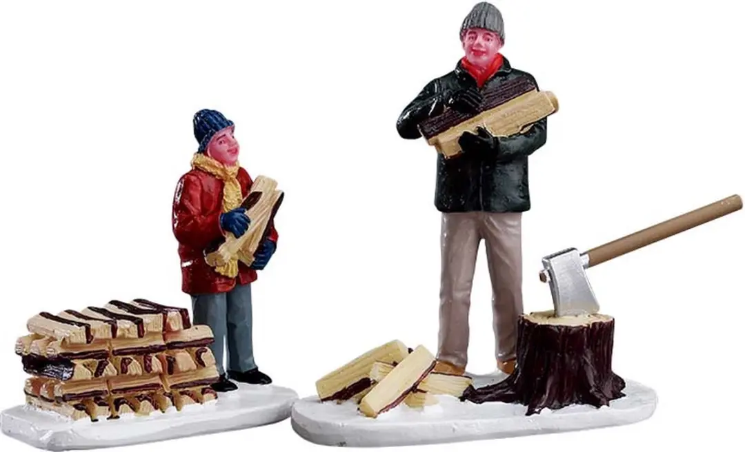 Lemax Stacking Firewood Kersthuisjes - 2 Stuks - Meerkleurig