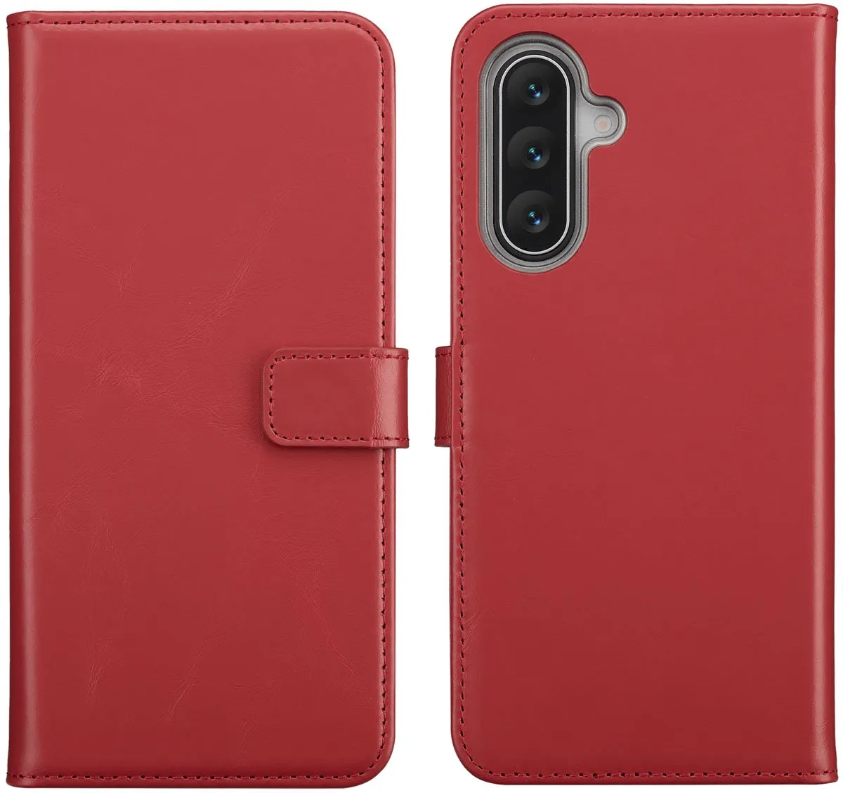 Selencia Hoesje Samsung Galaxy A17 - Rood Lederen Bookcase - 3 Pasjes