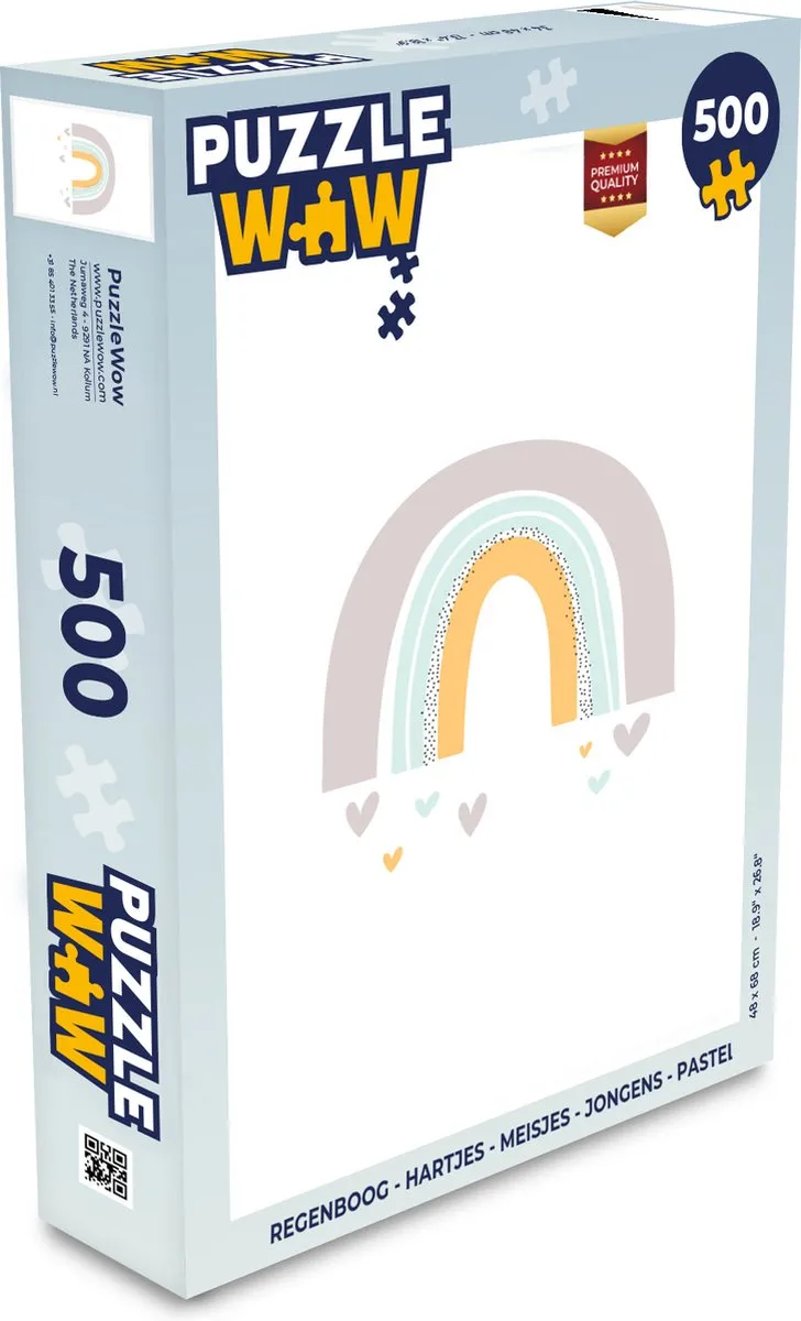 PuzzleWow Regenboog Hartjes Legpuzzel 500 Stuks