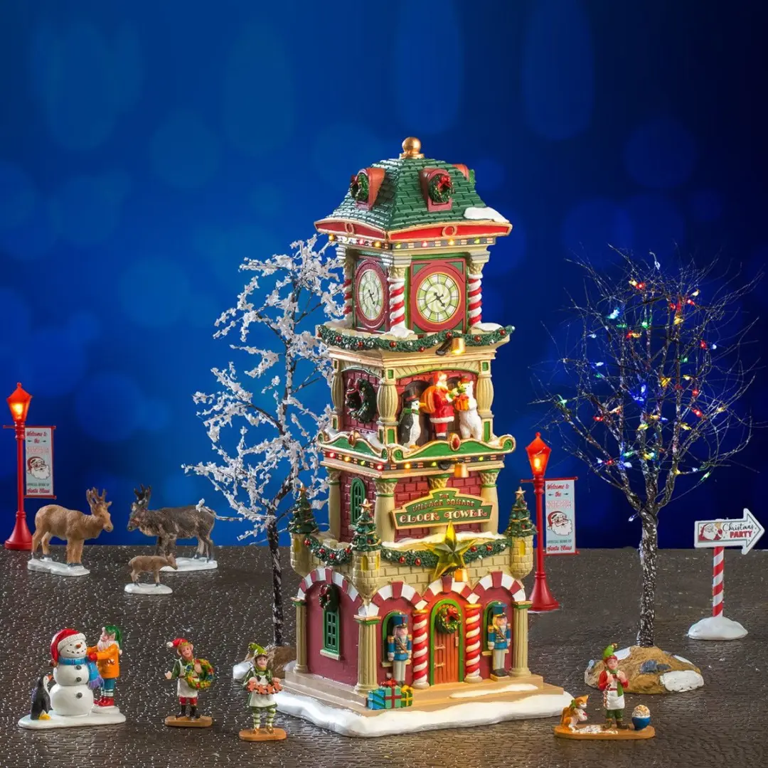 Lemax The Village Square Clock Tower Set