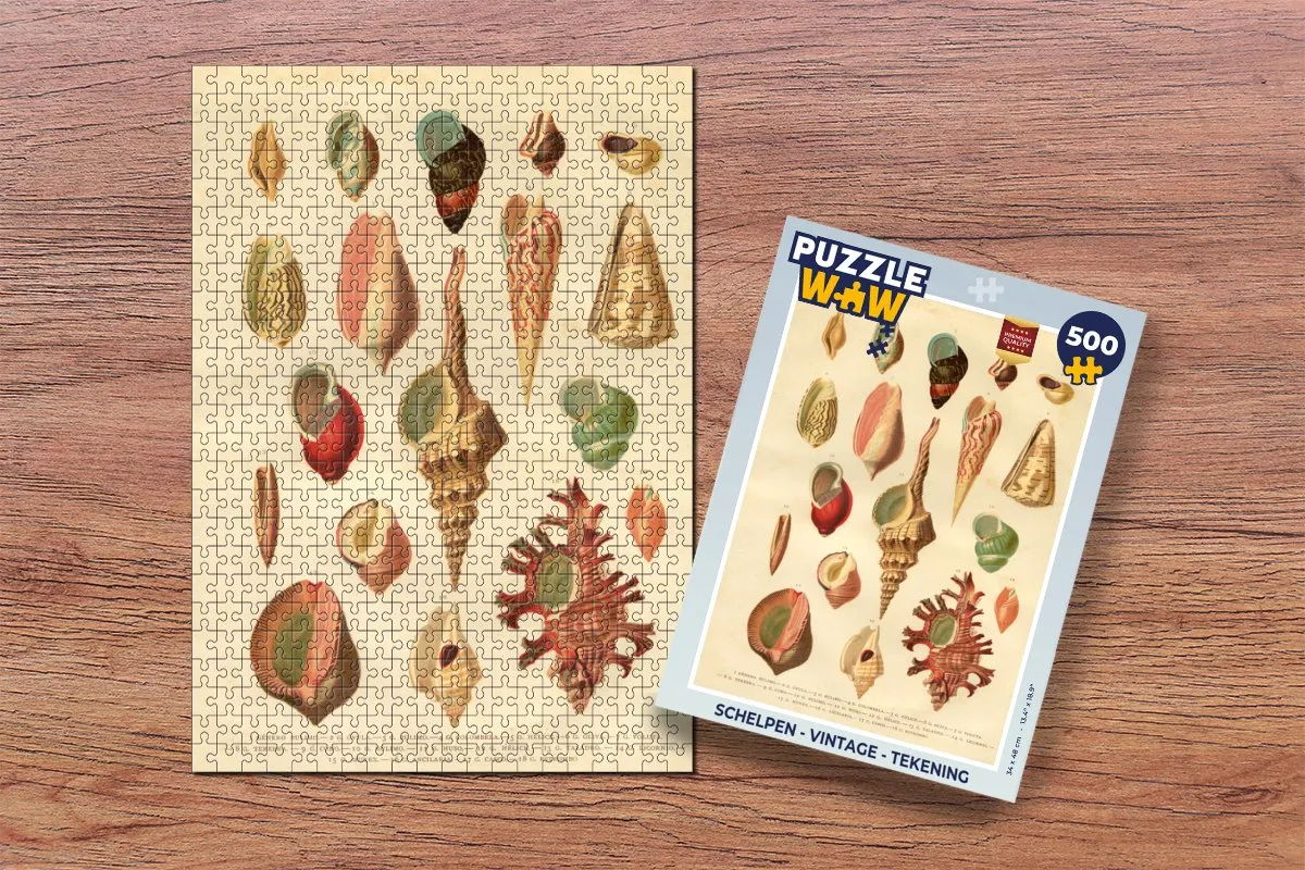 PuzzleWow Schelpen Vintage Legpuzzel 500 Stuks - Multicolor