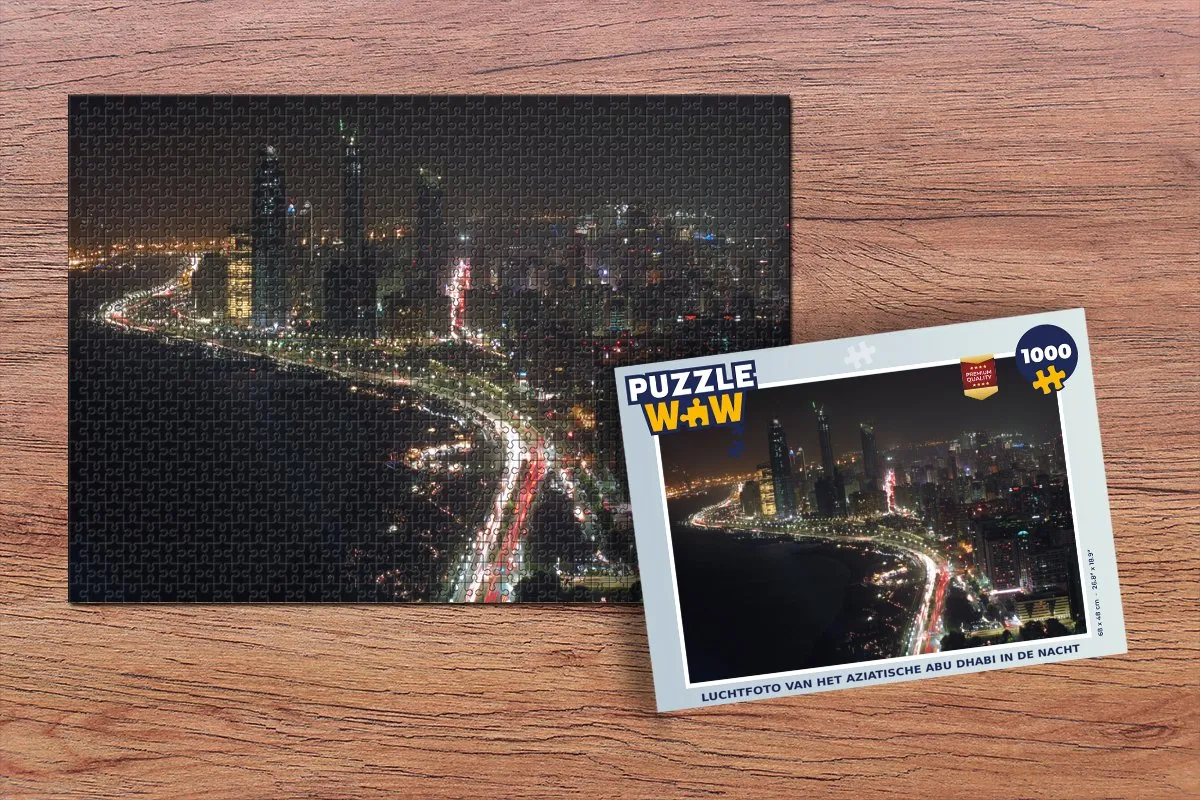 PuzzleWow Abu Dhabi Nachtluchtfoto Legpuzzel 1000 Stuks