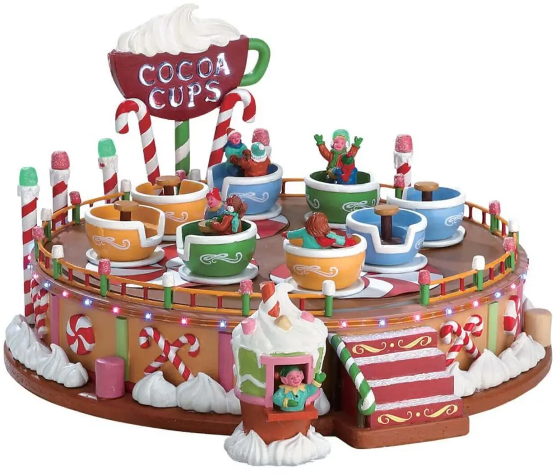 Lemax Cocoa Cups Kersthuisjes - Set van 2 met 4.5V adapter