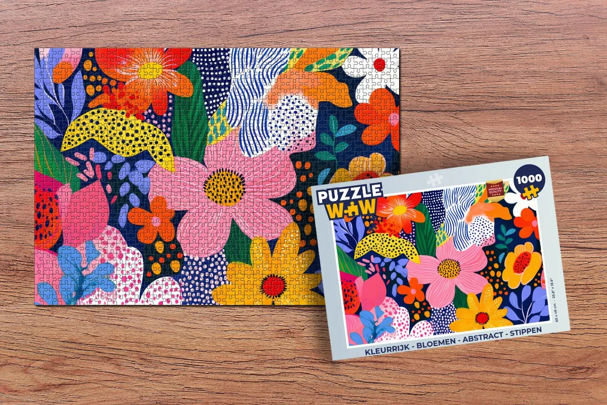 PuzzleWow Legpuzzel 1000 Stuks - Abstract Bloemen