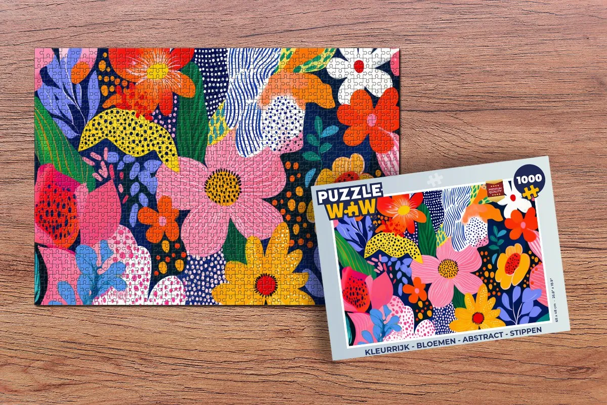 PuzzleWow Legpuzzel 1000 Stuks - Abstract Bloemen