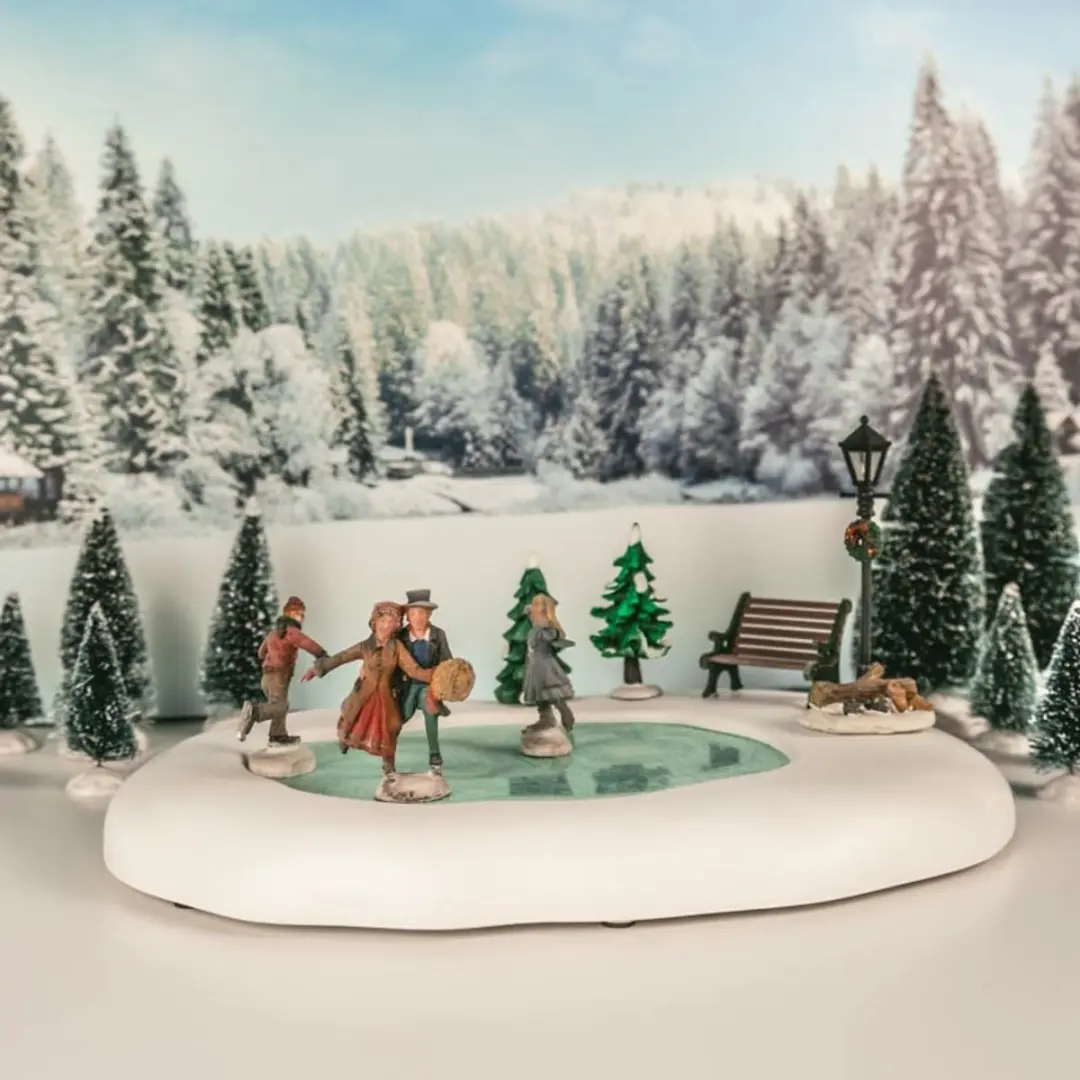 Lemax Kerstdorp Schaatsbaan - Set van 9 - afbeelding 6 van 6