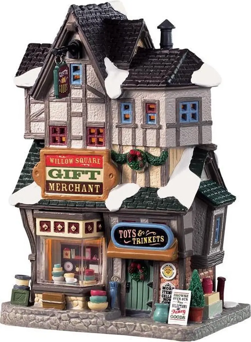 Lemax Willow Square Gift Merchant Verlicht Gebouw - Caddington Village