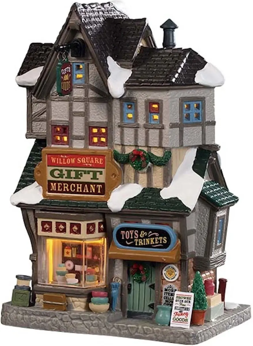 Lemax Willow Square Gift Merchant Verlicht Gebouw