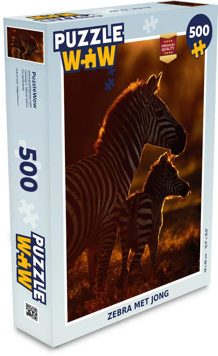 PuzzleWow Zebra & Veulen Legpuzzel 500 Stuks