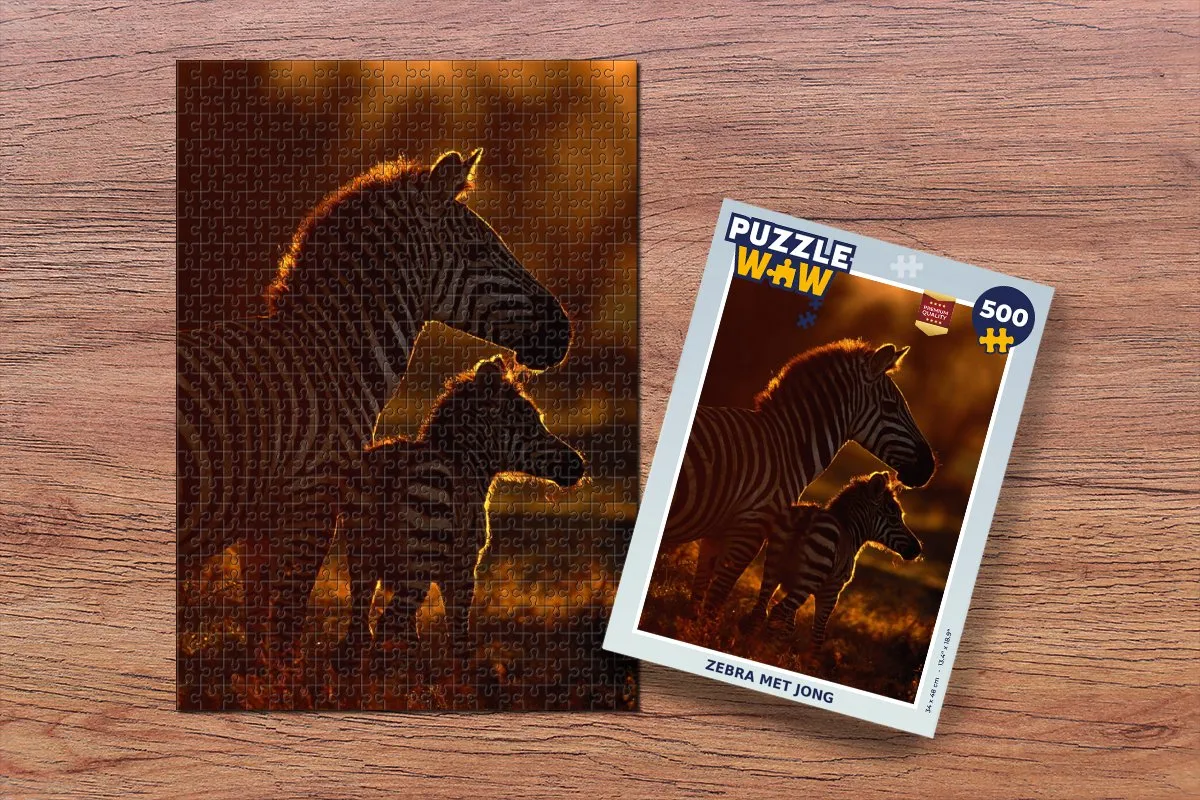 PuzzleWow Zebra & Veulen Legpuzzel 500 Stuks - Multicolor