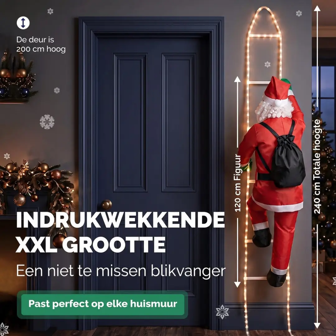 Monzana Kerstman LED 240cm - Rood/Wit - afbeelding 6 van 6