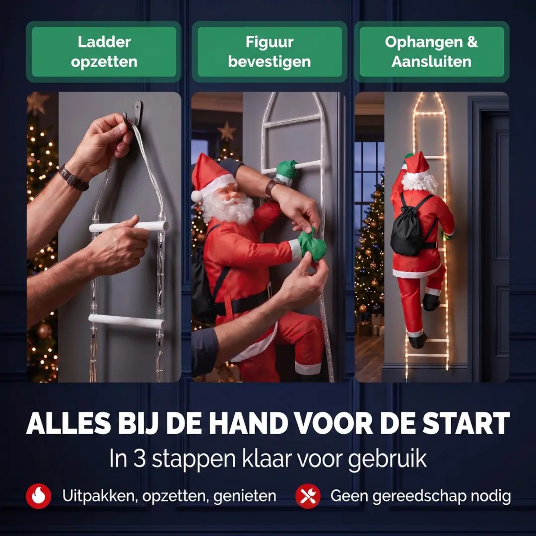 Monzana Kerstman LED 240cm - Rood/Wit
