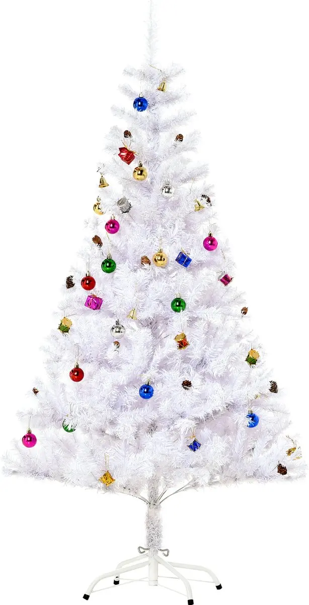 HOMCOM Kerstboom Metaal, PVC ø85 x H150 cm Wit