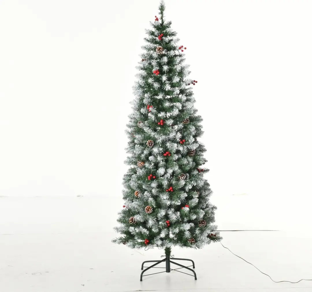 HOMCOM Kerstboom PVC, Staal Ø65 x 180H cm Groen+Wit
