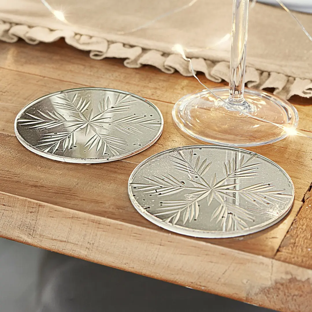 Loberon Angeloi Onderzetter Set - 2 Stuks Ø10cm Zilverkleurig