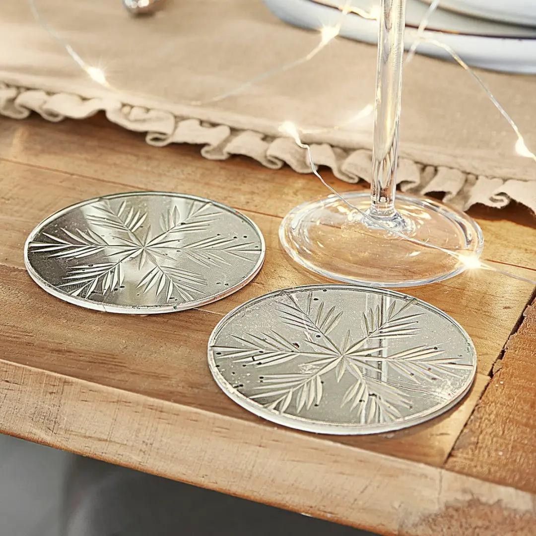 Loberon Angeloi Onderzetter Set - 2 Stuks Ø10cm Zilverkleurig