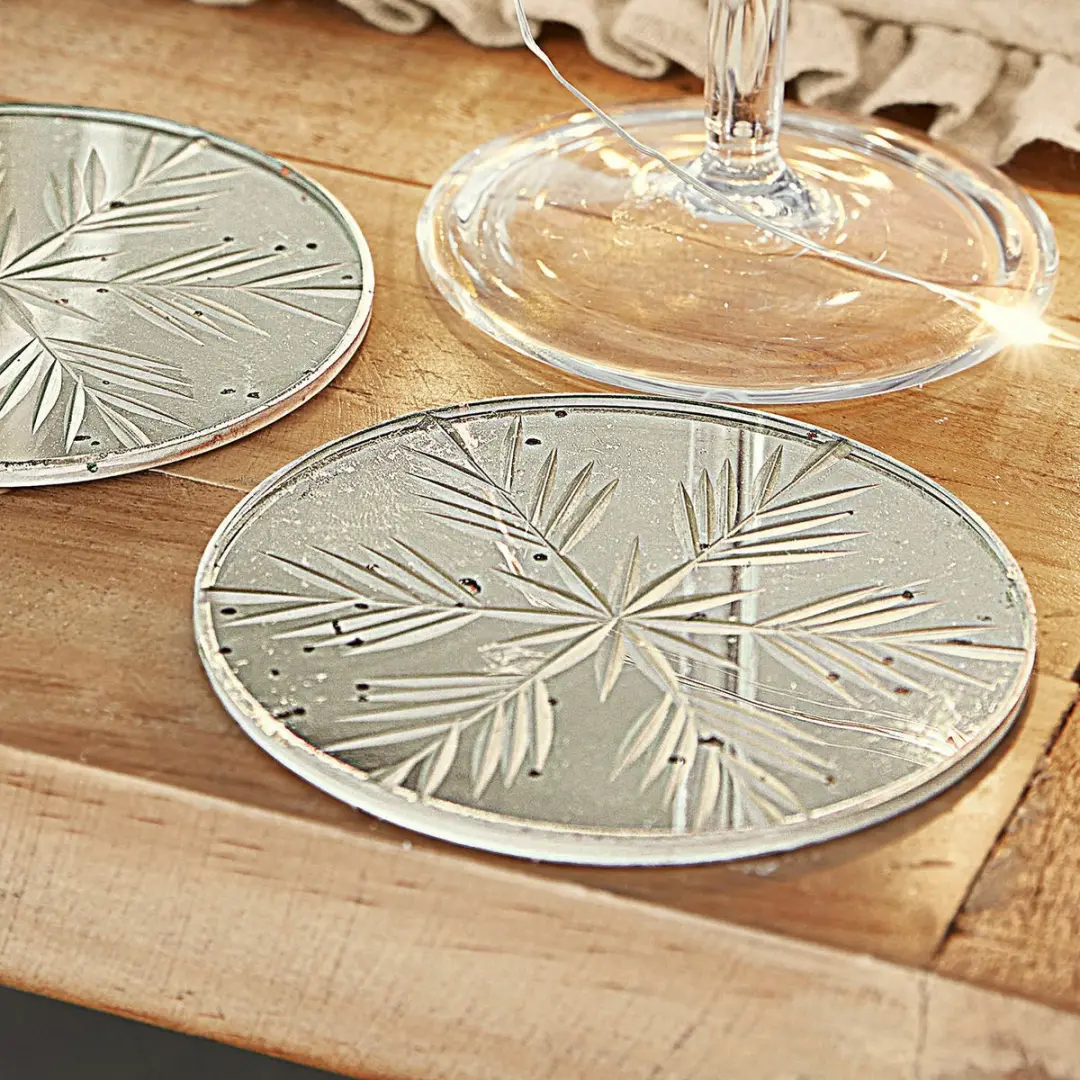 Loberon Angeloi Onderzetter Set - 2 Stuks Ø10cm Zilverkleurig