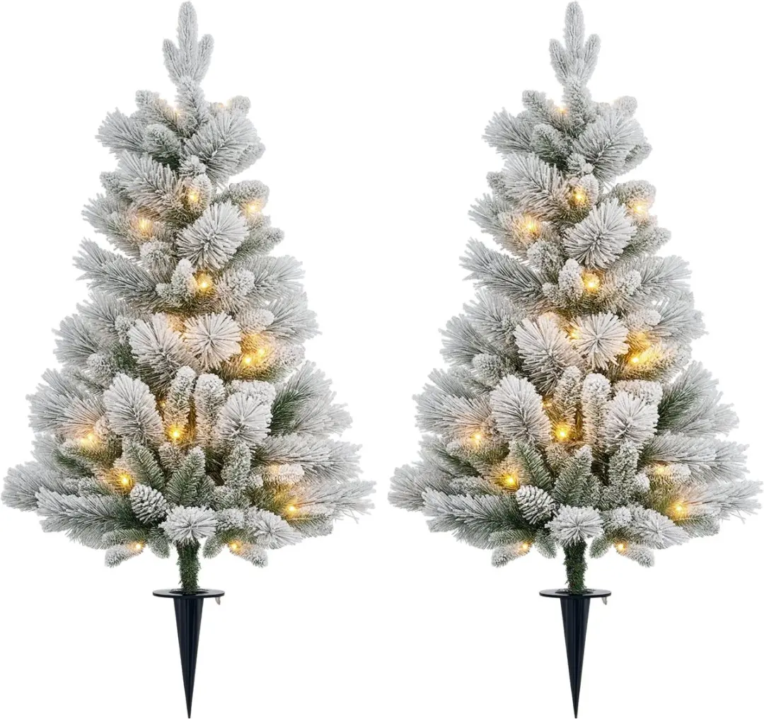 HOMCOM Kerstboom Kunststof, Metaal 55L x 55B x 107H cm Groen+Wit
