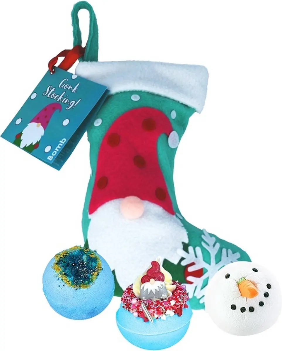 Gnoom Kerstsok "Gonk" met 3 Bath blasters(bruisballen)