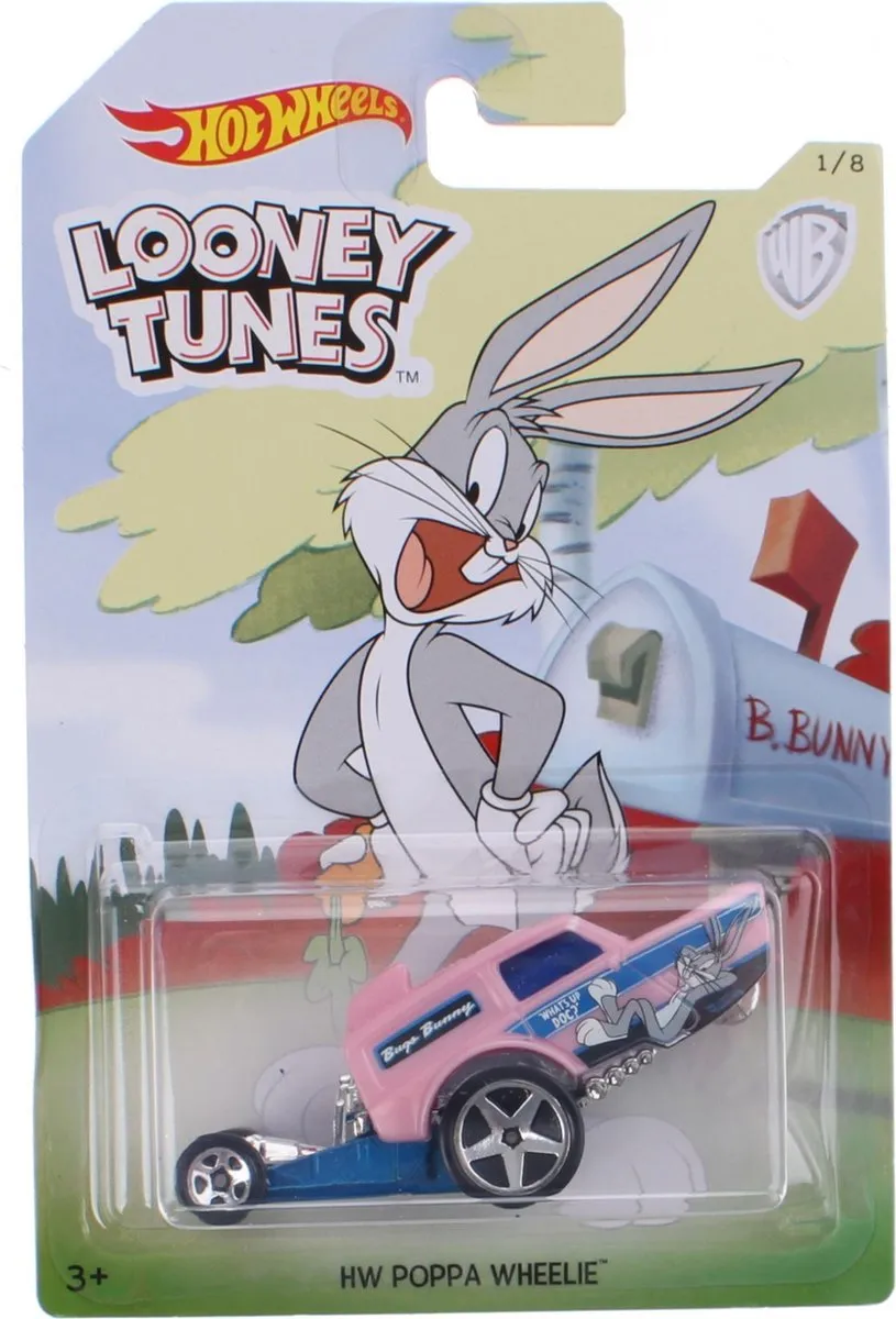 Hot Wheels Looney Tunes Poppa Wheelie Roze 6cm